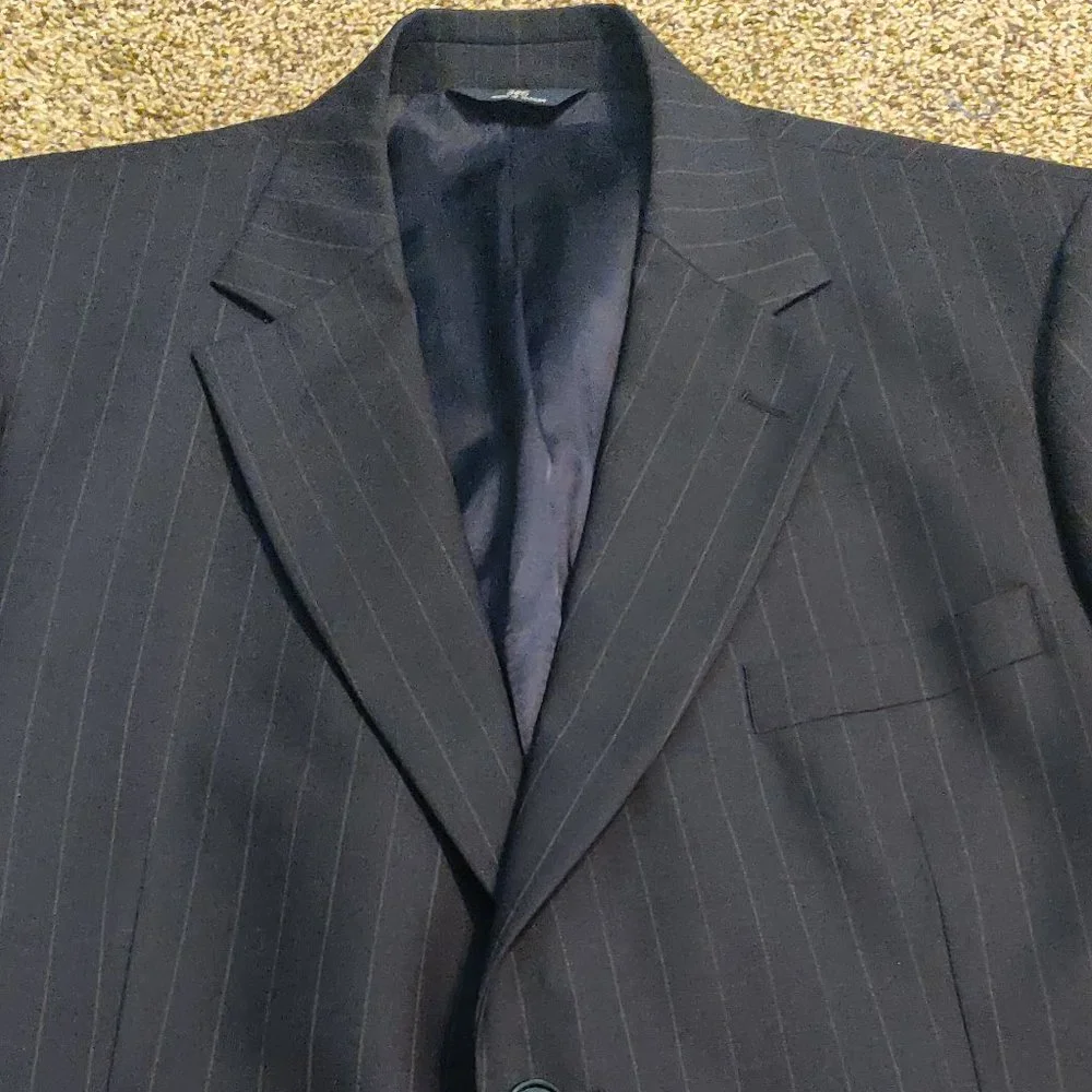 Brooks Brothers 346 Wool Sport Coat Black With Grey Pinstripes SIZE 44S